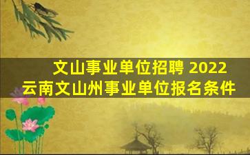 文山事业单位招聘 2022云南文山州事业单位报名条件